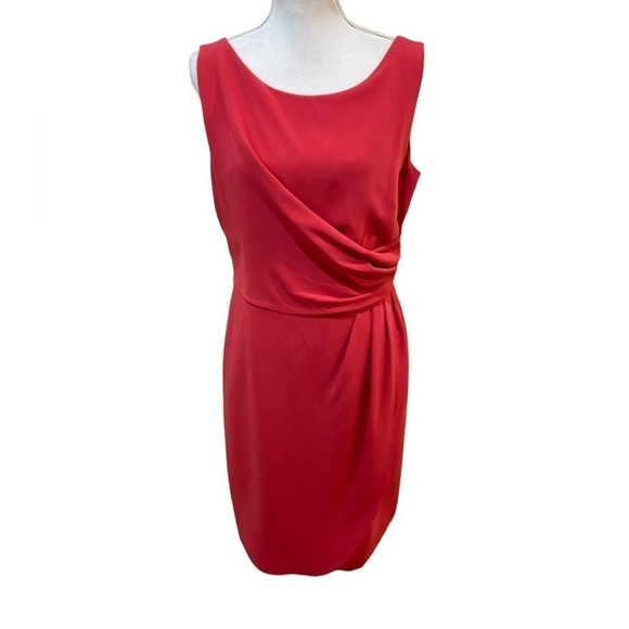 Talbots lined sleeveless side ruched scoop back dress cranberry size 10 - Picture 1 of 10